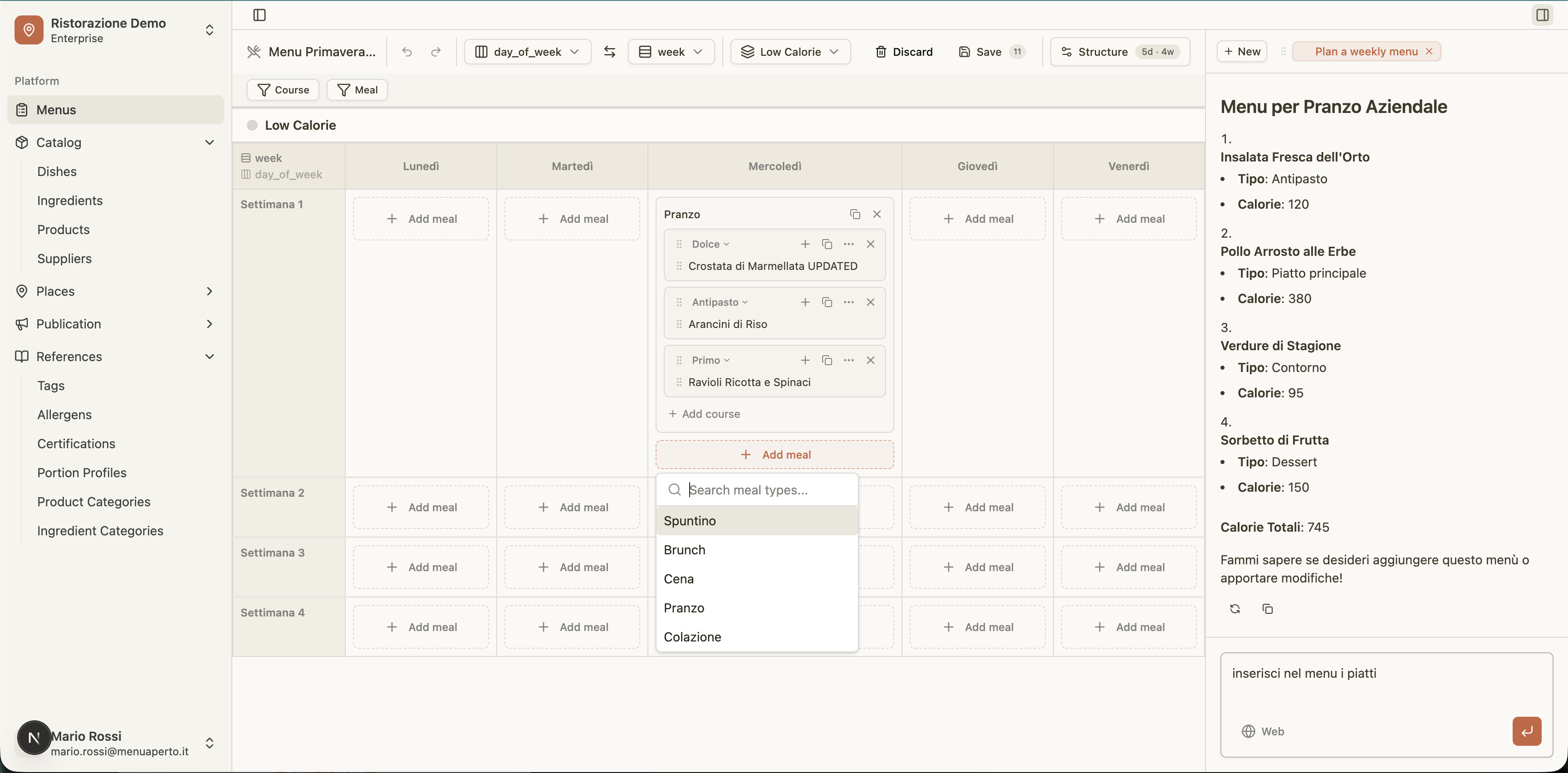 Menu Aperto — editor di menu desktop